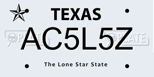 AC5L5Z Texas License Plate