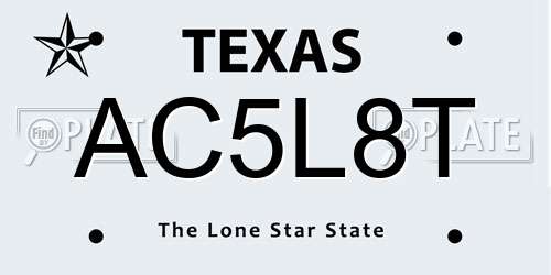 AC5L8T Texas License Plate