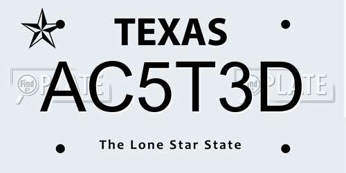 AC5T3D Texas License Plate