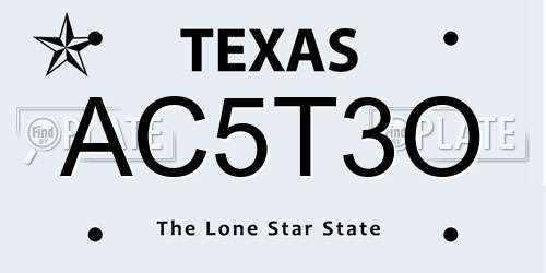 AC5T3O Texas License Plate