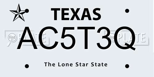 AC5T3Q Texas License Plate