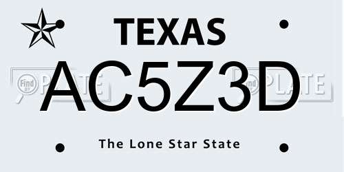 AC5Z3D Texas License Plate