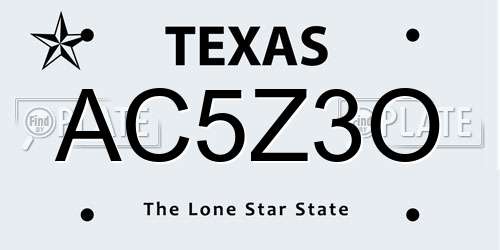 AC5Z3O Texas License Plate