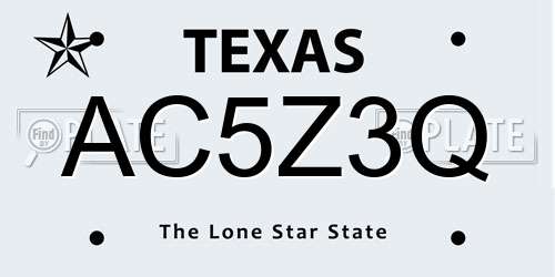 AC5Z3Q Texas License Plate