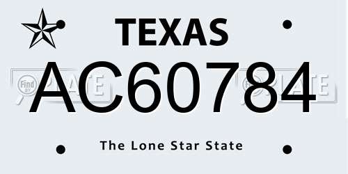 AC60784 Texas License Plate