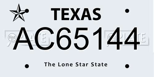 AC65144 Texas License Plate