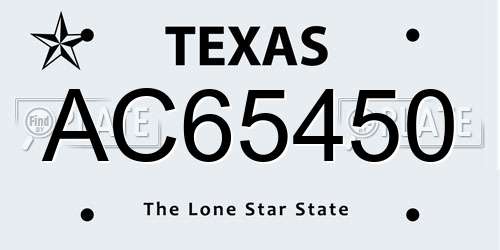 AC65450 Texas License Plate