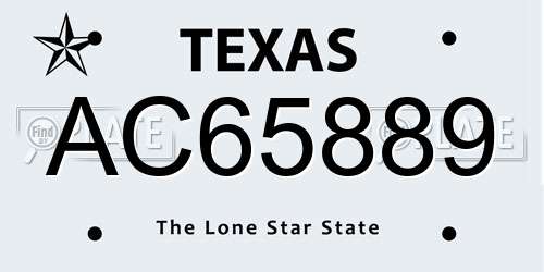 AC65889 Texas License Plate