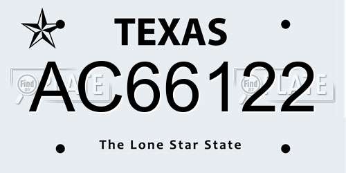 AC66122 Texas License Plate