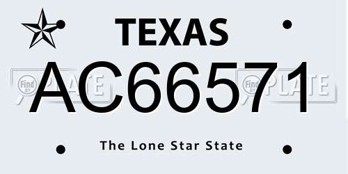 AC66571 Texas License Plate
