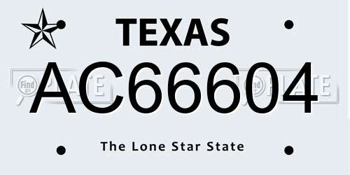 AC66604 Texas License Plate