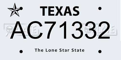 AC71332 Texas License Plate