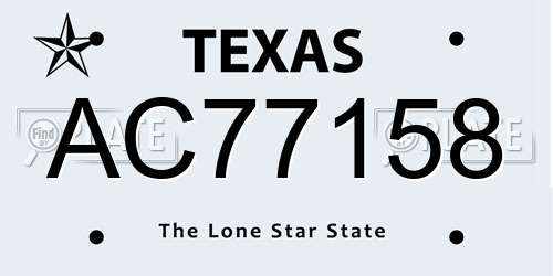 AC77158 Texas License Plate