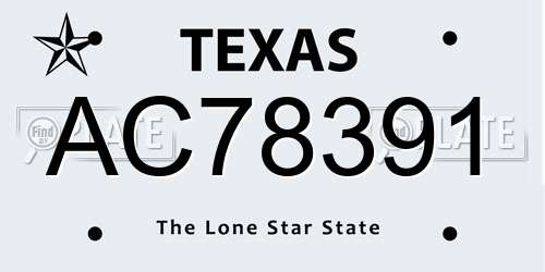 AC78391 Texas License Plate