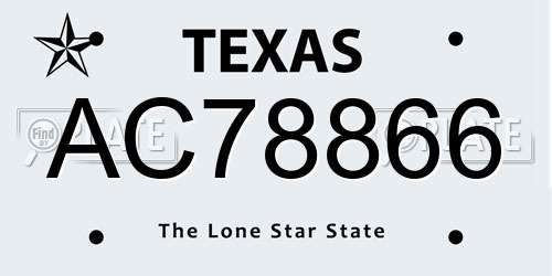 AC78866 Texas License Plate