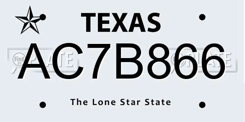 AC7B866 Texas License Plate