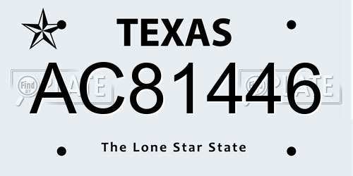 AC81446 Texas License Plate