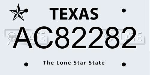 AC82282 Texas License Plate