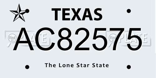 AC82575 Texas License Plate