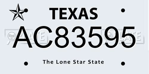 AC83595 Texas License Plate