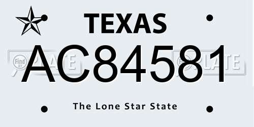 AC84581 Texas License Plate