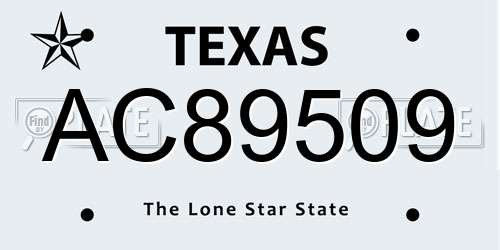 AC89509 Texas License Plate