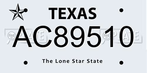 AC89510 Texas License Plate