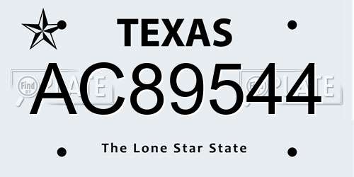 AC89544 Texas License Plate