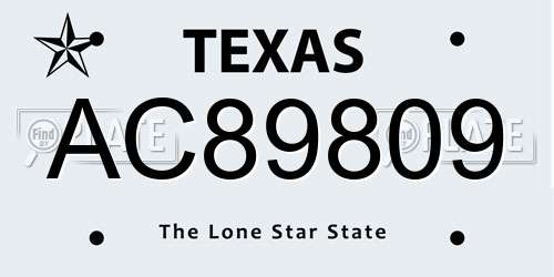 AC89809 Texas License Plate