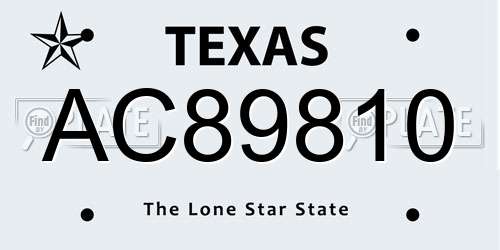 AC89810 Texas License Plate