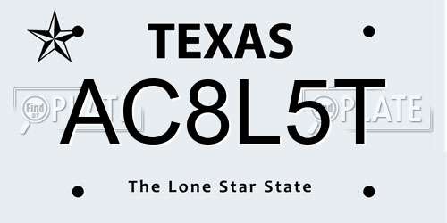 AC8L5T Texas License Plate