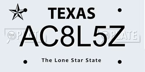 AC8L5Z Texas License Plate