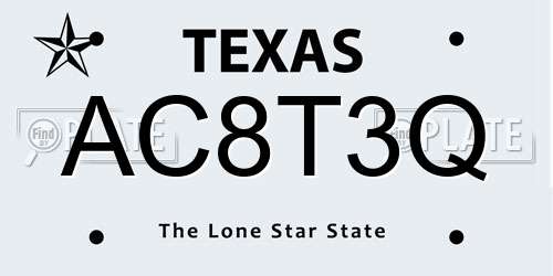 AC8T3Q Texas License Plate