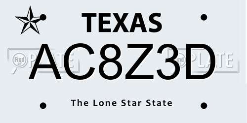 AC8Z3D Texas License Plate