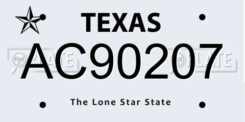 AC90207 Texas License Plate