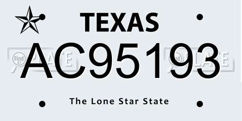 AC95193 Texas License Plate