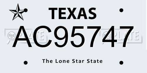 AC95747 Texas License Plate