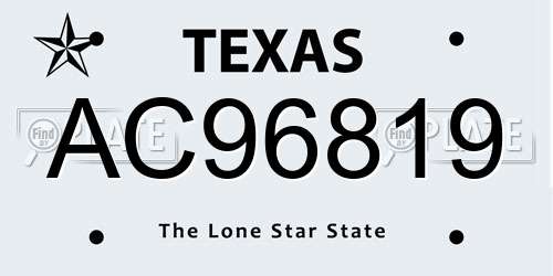 AC96819 Texas License Plate