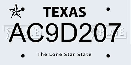 AC9D207 Texas License Plate