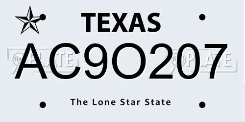 AC9O207 Texas License Plate