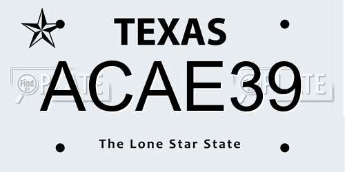 ACAE39 Texas License Plate