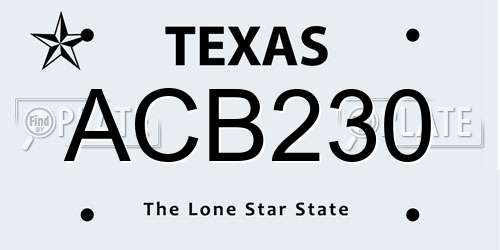 ACB230 Texas License Plate