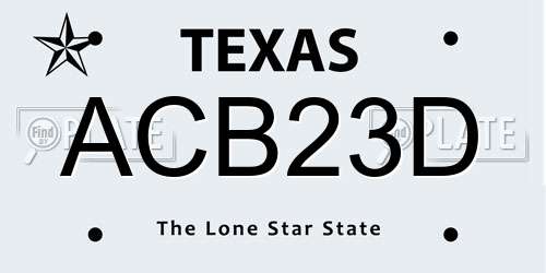 ACB23D Texas License Plate