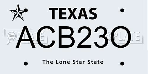 ACB23O Texas License Plate
