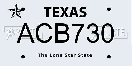 ACB730 Texas License Plate