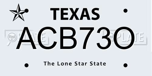 ACB73O Texas License Plate