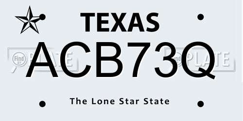 ACB73Q Texas License Plate