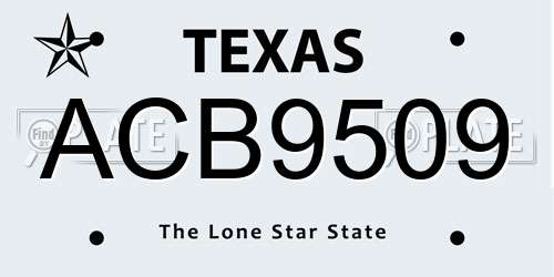 ACB9509 Texas License Plate