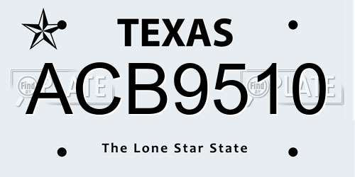 ACB9510 Texas License Plate