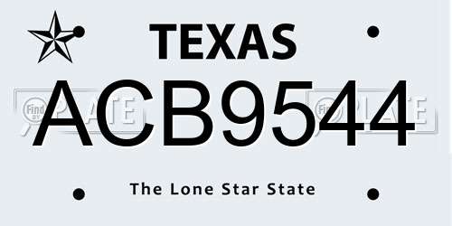 ACB9544 Texas License Plate